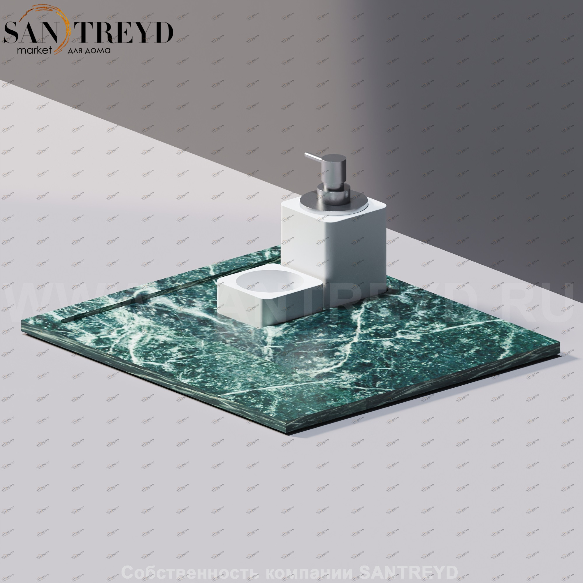 Agape SURF Мыльница / Универсальный лоток 40 см из зеленого мрамора ACOM626VP