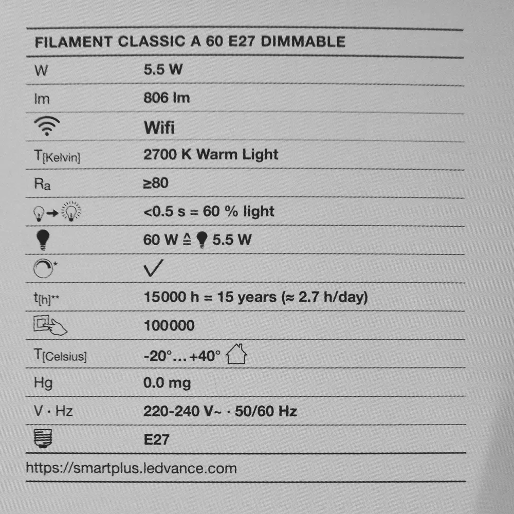 Лампа умная светодиодная Osram Smart Plus E27 220-240 В 5.5 Вт груша прозрачная 806 лм, теплый белый свет LEDVANCE STLM-2062540 - Вид №3