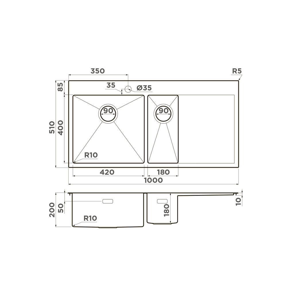 Кухонная мойка Akisame 100-2 LG-L OMOIKIRI 4973089 - Вид №4