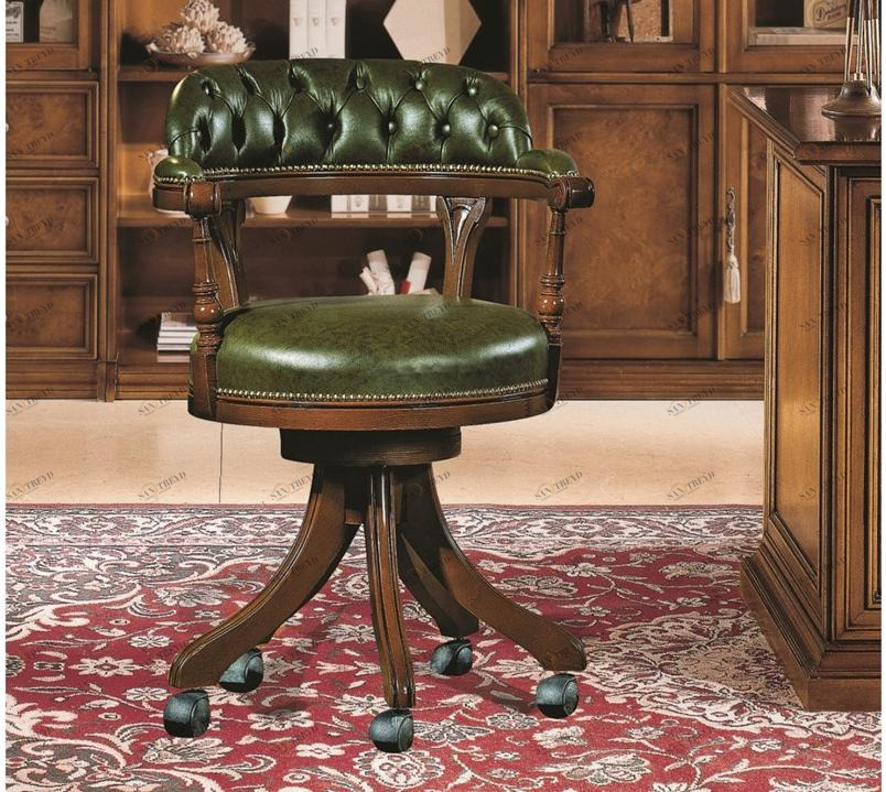 SCAPPINI & C Вращающееся кресло из дерева и кожи с 5-спицевыми колесами 35th anniversary Se 0153/p