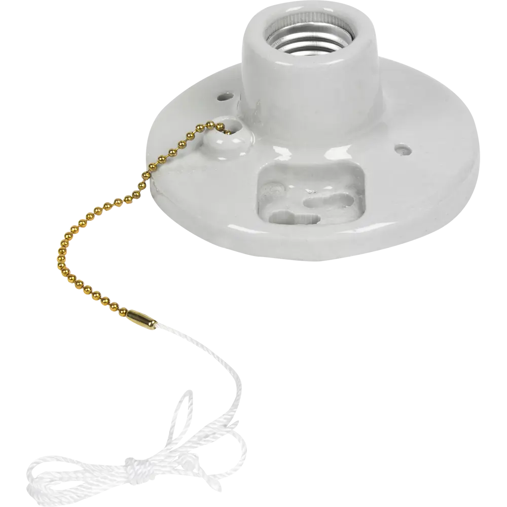 Патрон-стойка керамическая E27 с выключателем цвет белый Santreyd STLM-2048351 - Вид №1