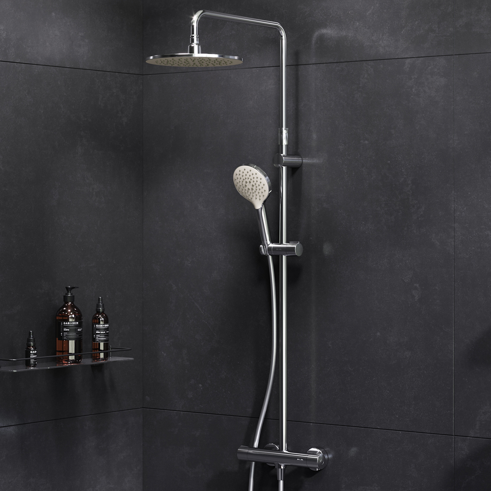 F0780464 душ.система набор:см-ль д/душа термостатверх.душ d250 мм ручной душ 120 мм 3 функци AM.PM Like