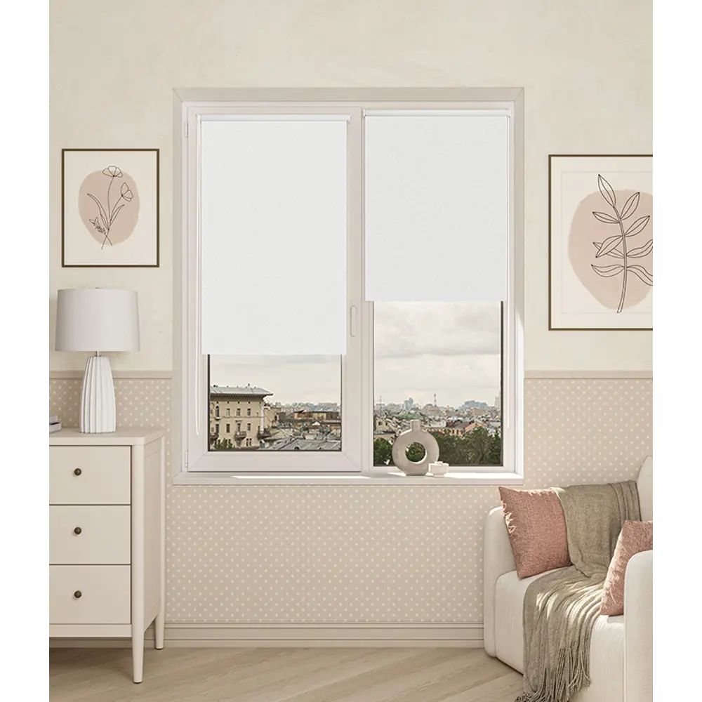 Штора рулонная блэкаут Сантос 40x160 см белая DOMLEGRAND STLM-2105688 - Вид №3