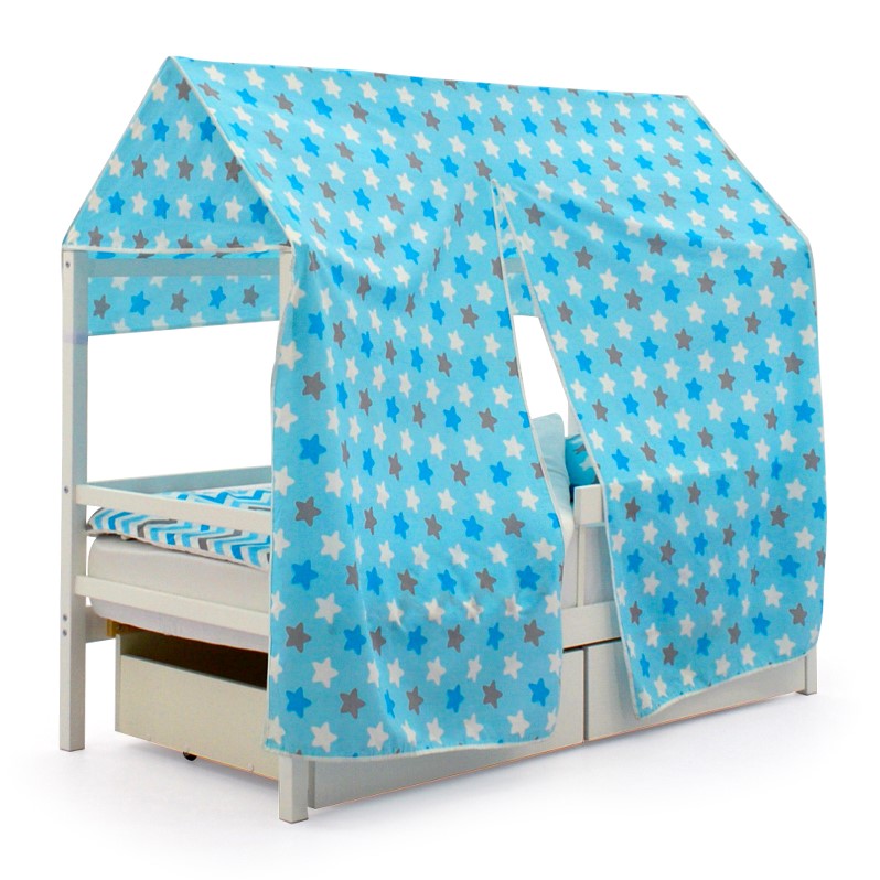 Крыша для кровати-домика текстильная Svogen звезды синий, белый, графит, фон голубой БЕЛЬМАРКО  00-3833102 Голубой Santreyd  - Вид №1