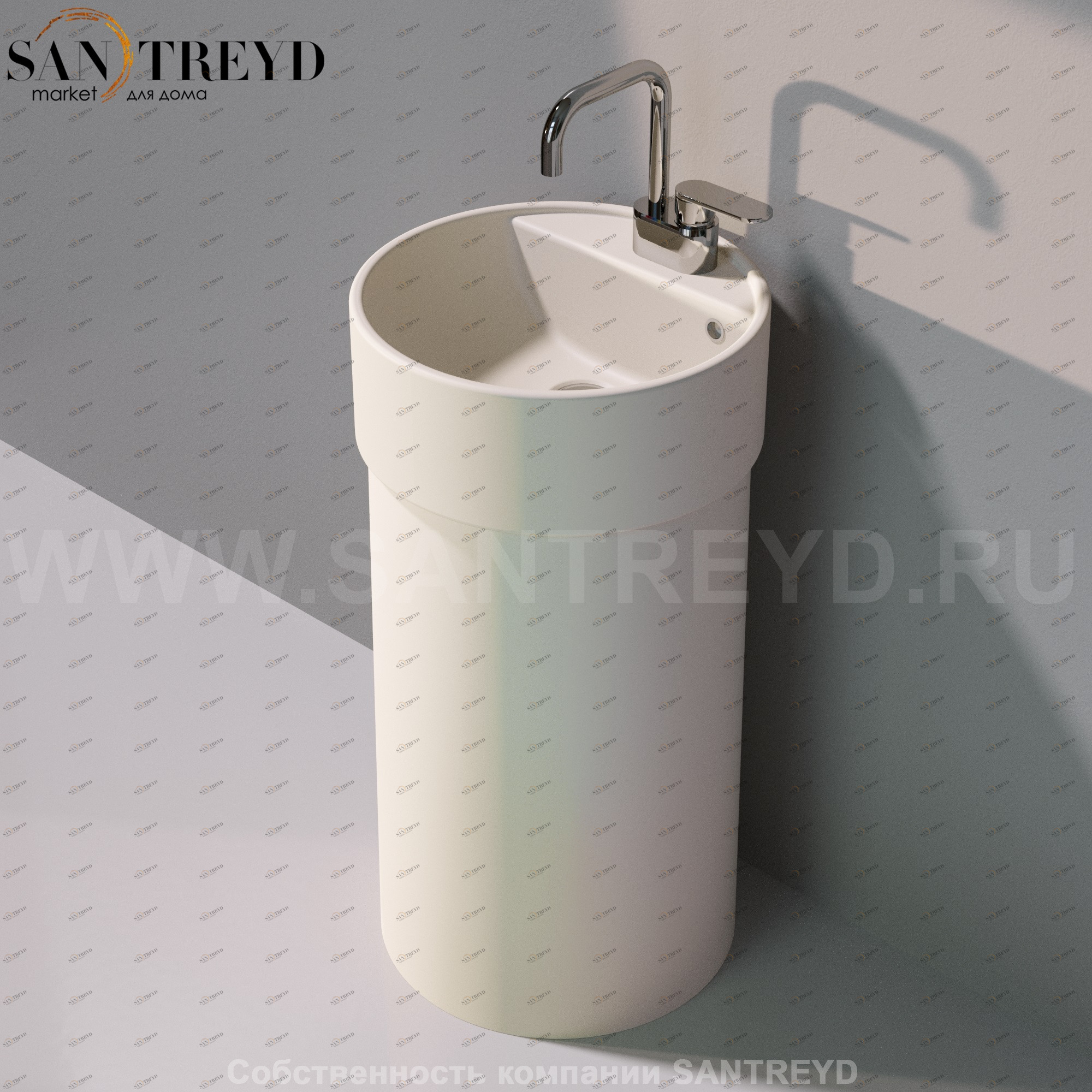 505042ACOLP9003 Напольная раковина стоящая круглая Ceramica Flaminia Twin