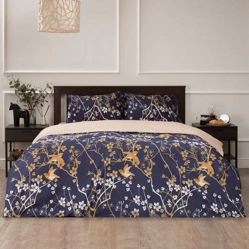 Комплект постельного белья Amore Mio Делигт евро полисатин синий STLM-2010714