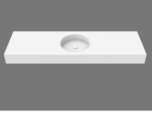 Круглый одиночный подвесной умывальник в твердой поверхности