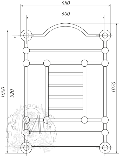 Полотенцесушитель MIGLIORE Edward ML.EDW-EL.510.CR 107 x 60 см - хром, провод слева  - Вид №4