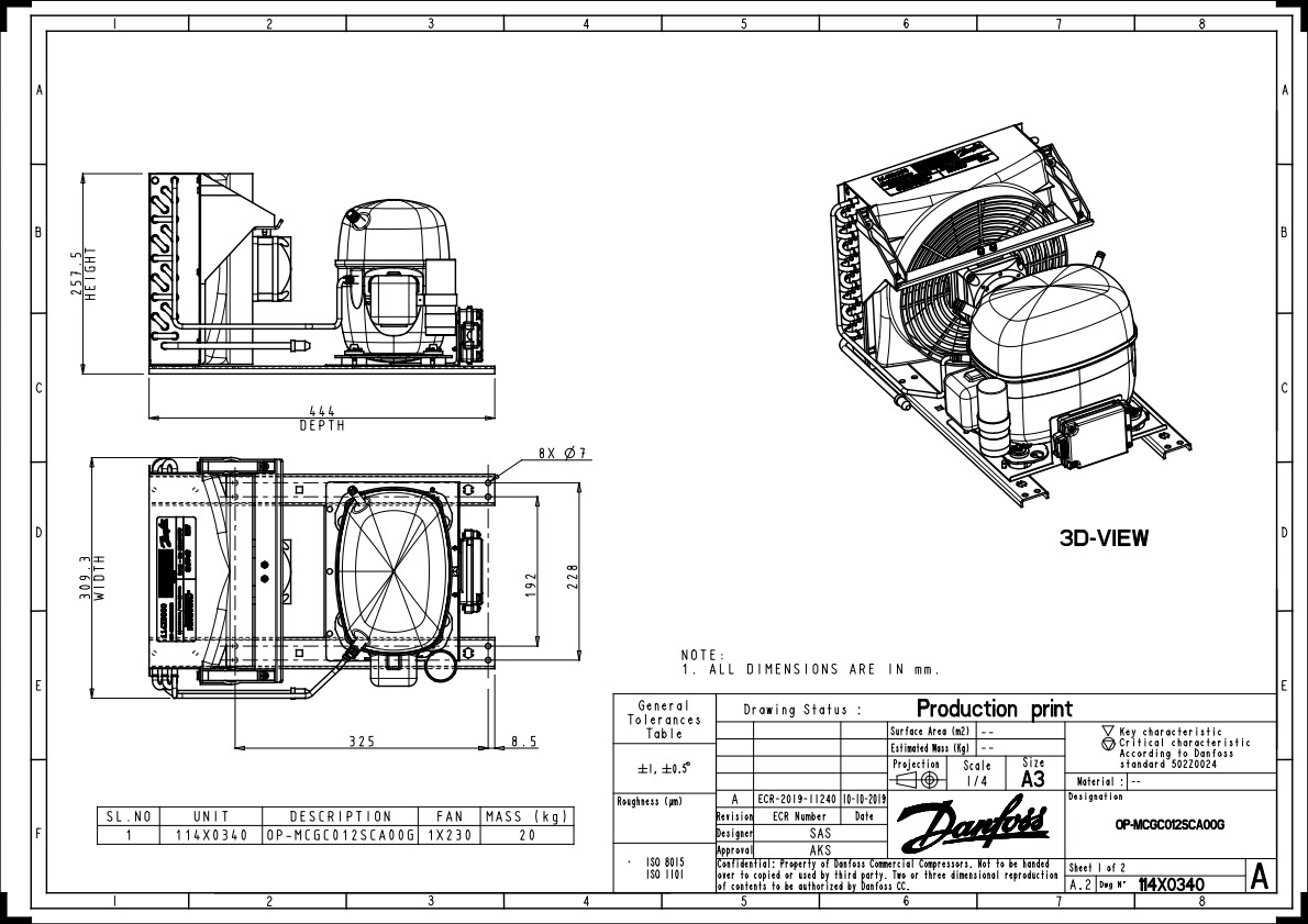 Danfoss OP-MCGC — компрессорно-конденсаторный агрегат OP-MCGC007FRA01G агрегат компр.-конд. 114X0217  - Вид №15