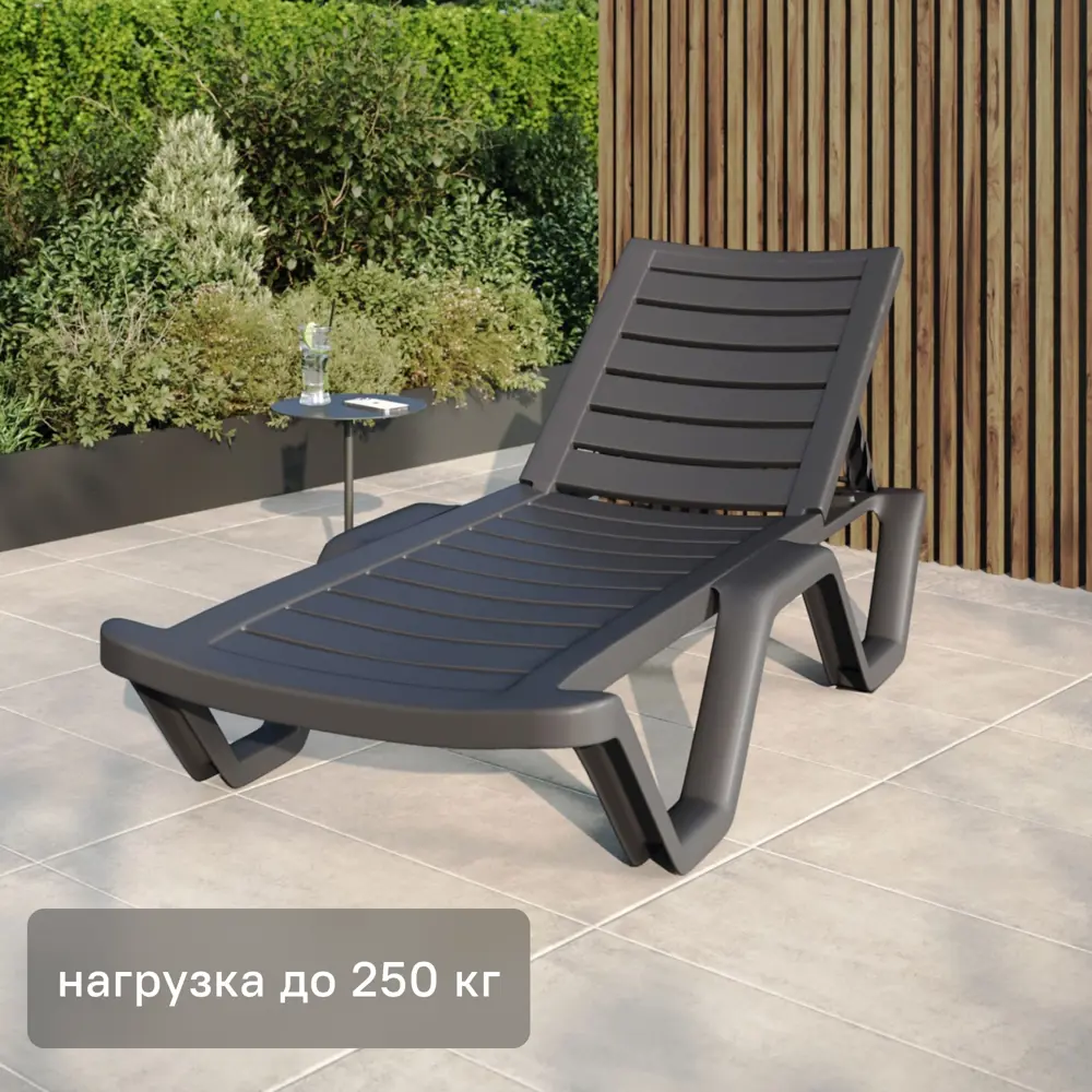 Шезлонг Атлант 184x62x33 см пластик цвет графит Santreyd STLM-2037381