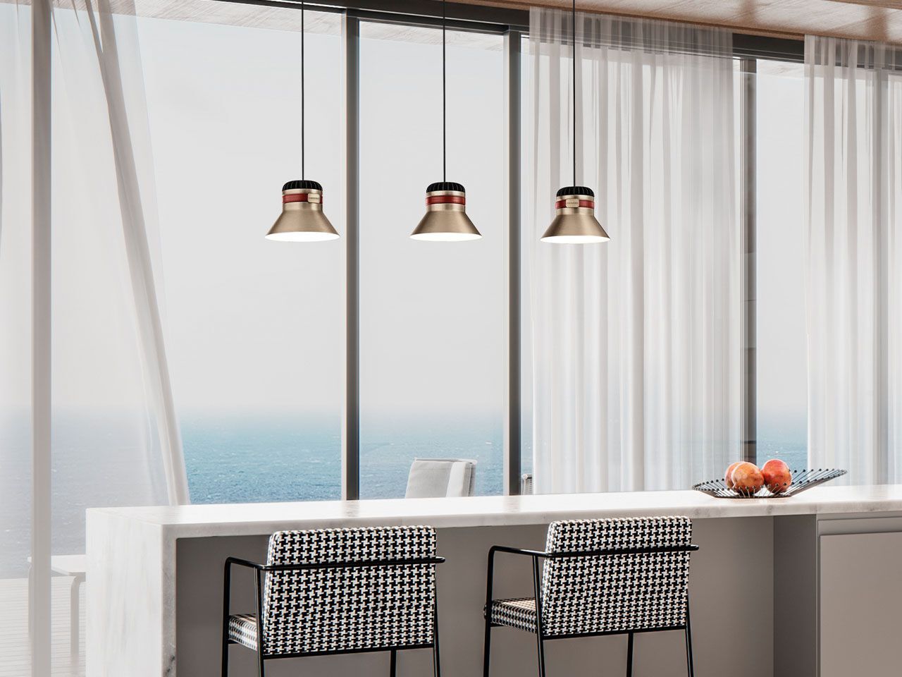 Матовый стеклянный светодиодный подвесной светильник Masiero Cordea ARCH-00011942