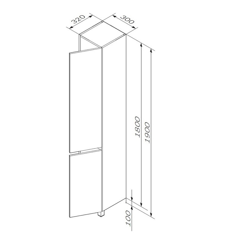 M91CSR0306WG шкаф-колонна напольный правый 30 см белый глянец AM.PM Gem S  - Вид №3