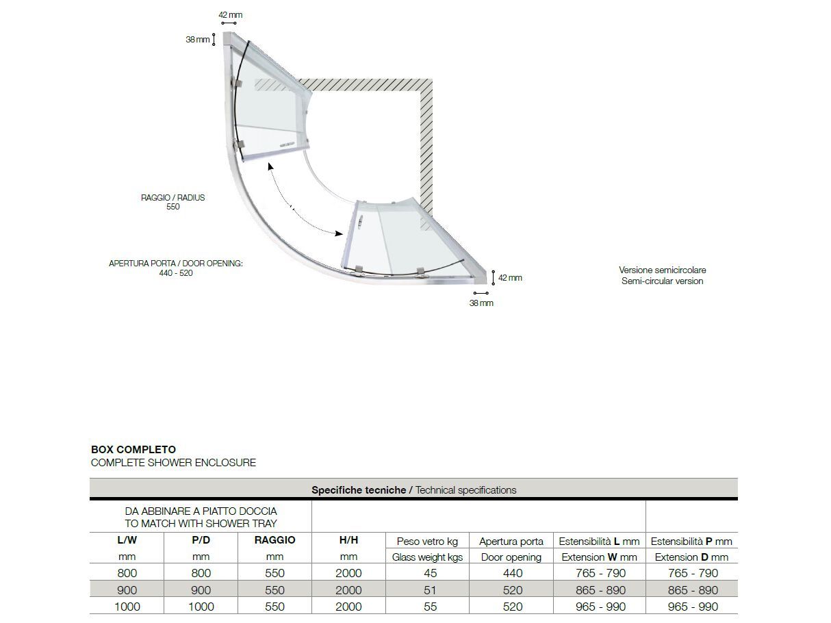 Полукруглая душевая кабина из алюминия и стекла TAMANACO FS40 ARCH-00125058 - Вид №7