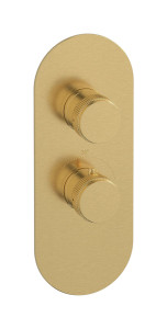 Комплект наружных частей термостата на 1 потребителей - вертикальная овальная панель с ручками Reflex WE ARE IB eua112osnrx Brushed Gold Aqua