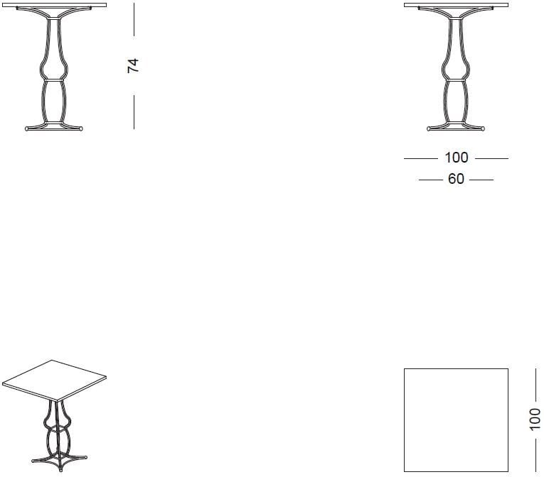 Железный квадратный садовый стол Samuele Mazza Outdoor Sirio ARCH-00126167 - Вид №3