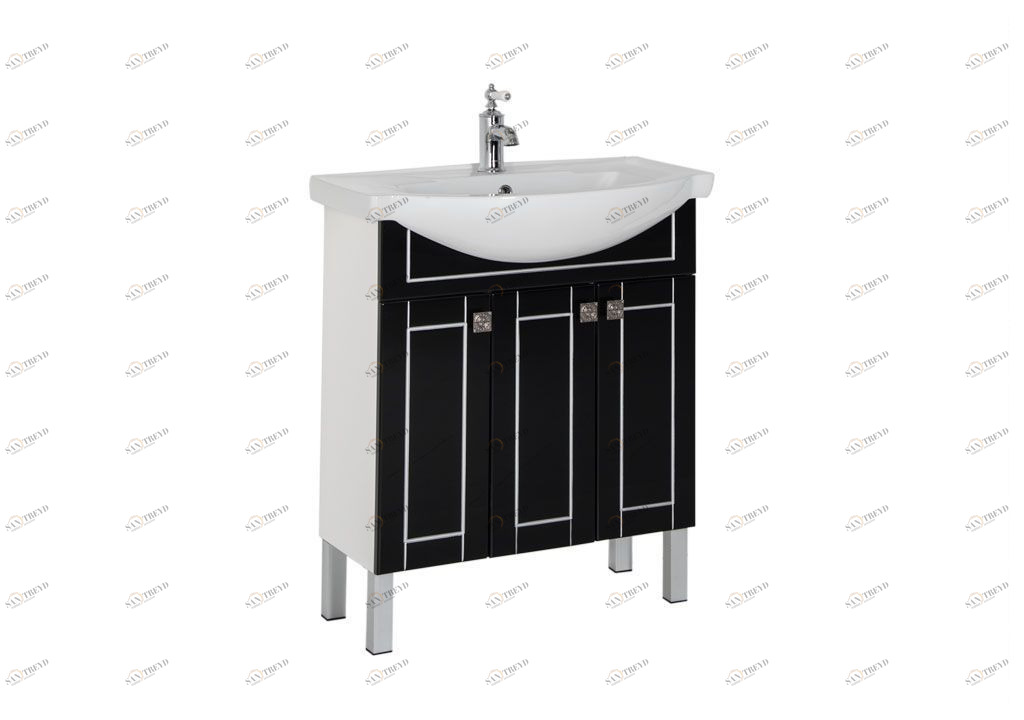 Тумба с раковиной Aquanet Честер 75 черный/серебро 0018610100183610