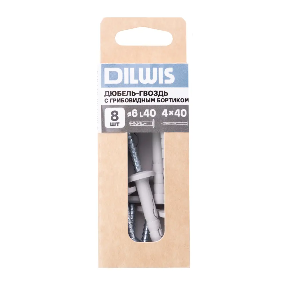Дюбель-гвоздь нейлоновый Dilwis грибовидная манжета  6x40мм 8 шт STLM-2099512 - Вид №4