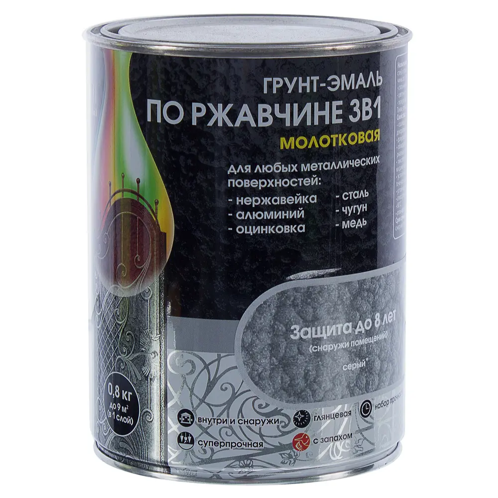 Грунт эмаль по ржавчине 3 в 1 молотковая Dali Special цвет серая 0.8 кг STLM-2136233 - Вид №1