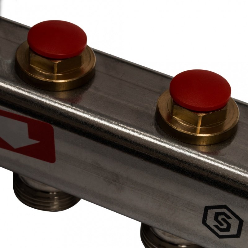 Распределительный коллектор из нерж. стали STOUT в сборе 3/4" х 1/4" х 4 выхода без расходомеров SMS0912000004 - Вид №1