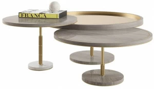 FRATO Круглый журнальный столик из дерева и латуни  Ffu080027aaa