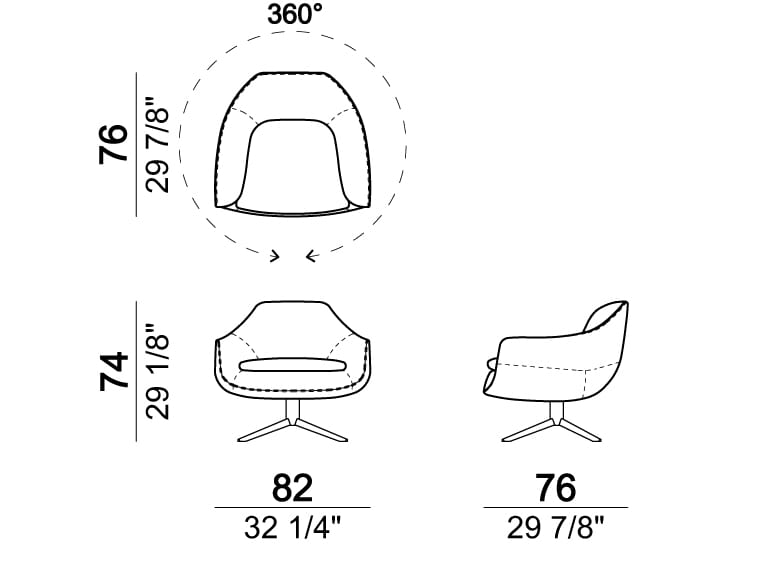 Вращающееся кресло с подлокотниками Arketipo крупным планом ARCH-00072893 - Вид №5