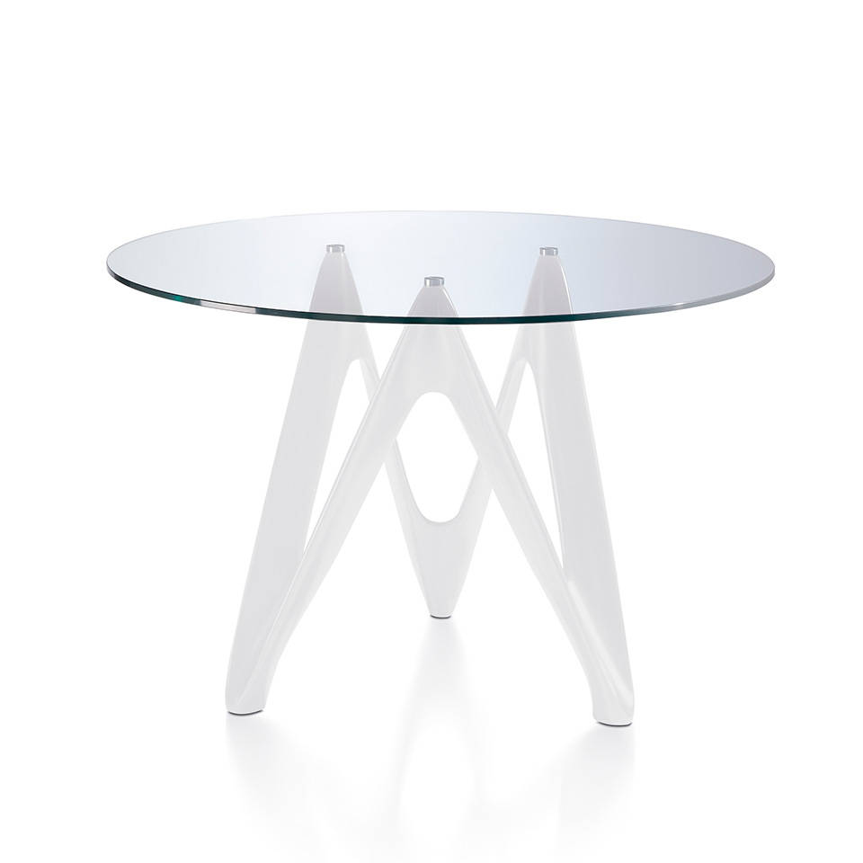 077728 Стол круглый стеклянный с белыми ножками d110 Angel Cerda B063  - Вид №1