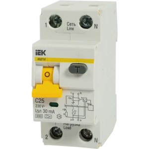 Выключатель автоматический IEK АВДТ 32 C25, 2 полюса, 25 А