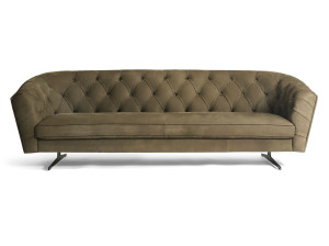 3-местный кожаный капитонный диван