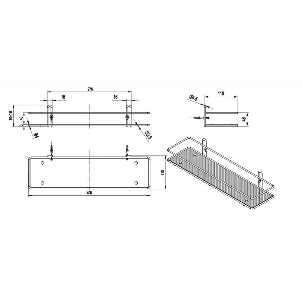Полка для ванной Swensa Флэт 40x7 см металл цвет хром STLM-2194646 - Вид №5