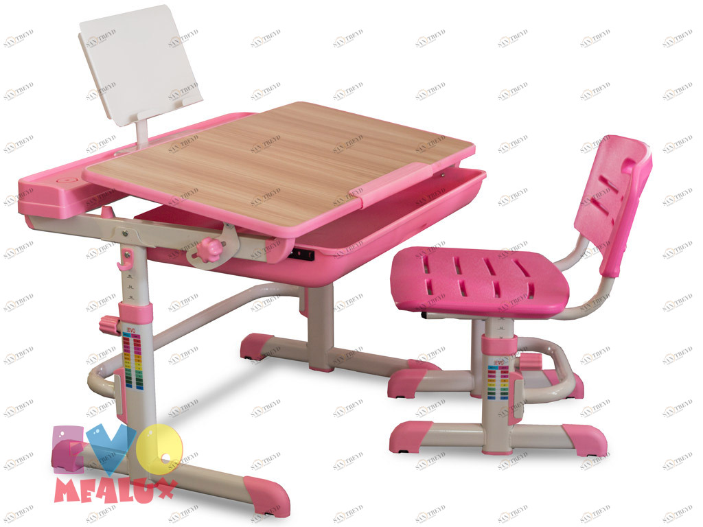 Растущая парта и стул EVO-04 клен, розовая MEALUX EVO  261481 Бежевый;розовый Santreyd 