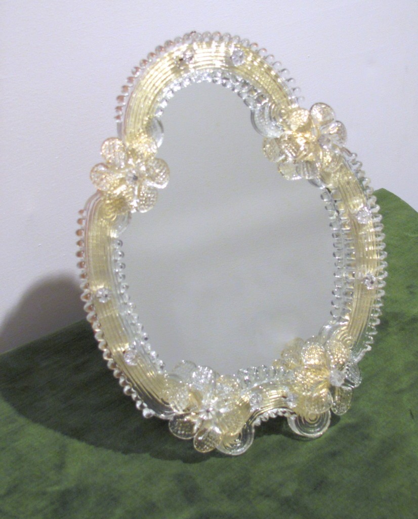 1650 ORIGINALMURANOGLASS Настольное Венецианское Зеркало - Император Максимилиан - Цветы - Муранское стекло  см  - Вид №1