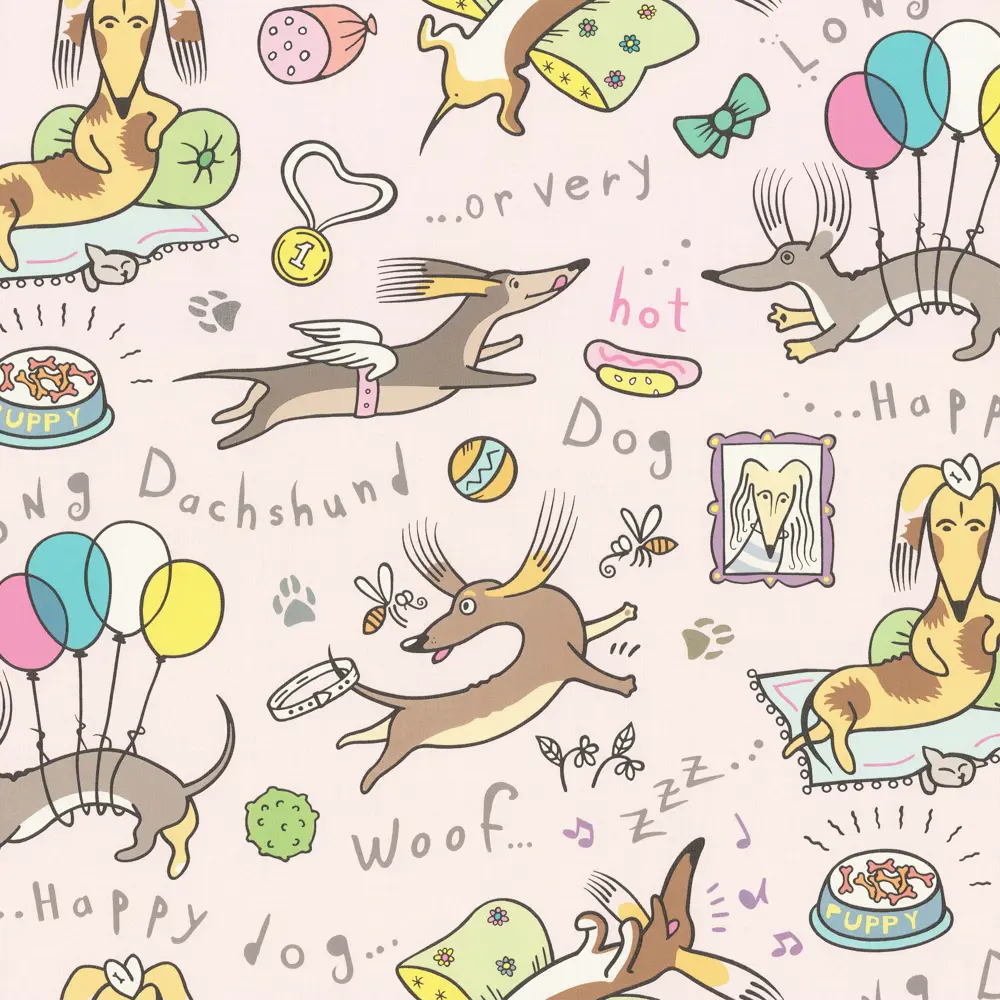 Обои флизелиновые Артекс Таксы розовые 1.06 м 10714-03 STLM-2069722 - Вид №1