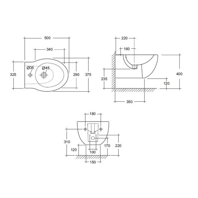 C453411WHI биде подвесное AM.PM Tender - Вид №1