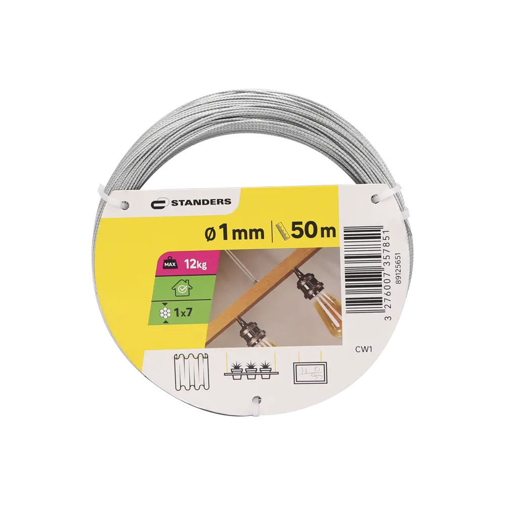 Трос Standers стальной оцинкованный 1 мм цвет серебро 50 м/уп STLM-2067324 - Вид №5