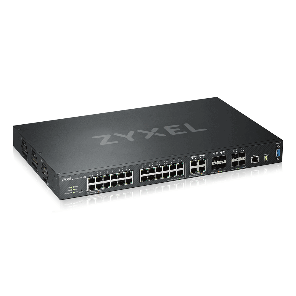 XGS4600-32-ZZ0102F xgs4600-32 l3 managed switch, 28 port gig and 4x 10g sfp+, stackable, dual psu ZyXEL Santreyd  - Вид №1