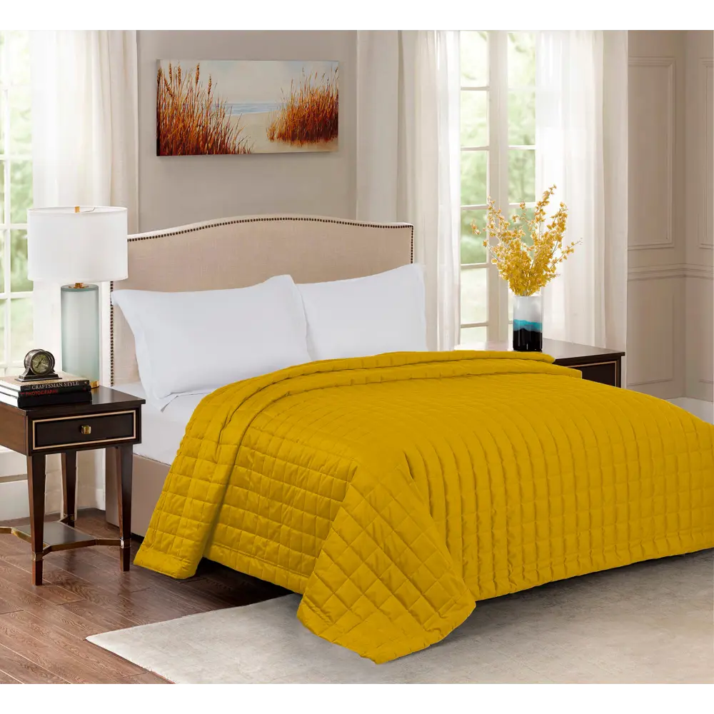 Покрывало KREAFORTA Etna 220x240 см велюр цвет горчица STLM-2063126 - Вид №2