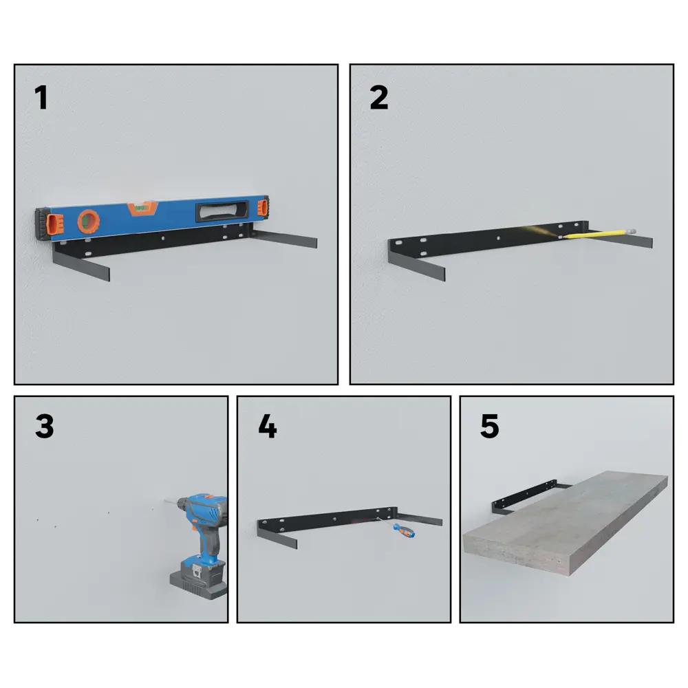 Полка настенная Spaceo Concrete 80x23.5 см МДФ цвет бетон STLM-2177009 - Вид №5
