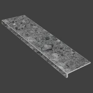 Граните Ступень Герда черный структурированная 1200x320