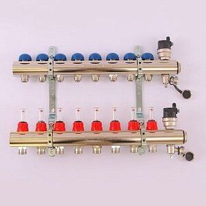 Коллектор 1'х3/4" ЕК 8 выходов EMMETI TOPWAY с расходомерами и вентилями