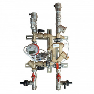 VT.IVCM.06.LI Квартирная станция отопительного контура (вертикальное исполнение) Valtec т/сч, имп - 0,6 куб.м/час, левая