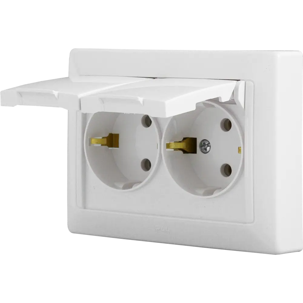 Розетка двойная встраиваемая Bylectrica РА16-400 с заземлением с крышкой цвет белый 82255005 STLM-2105821 Серия отсутствует - Вид №3