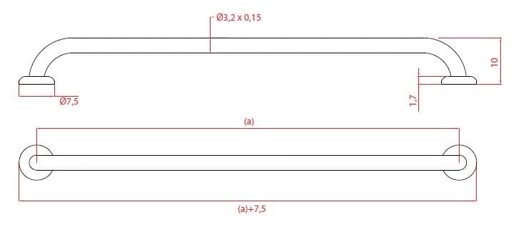 Фиксированная стальная ручка для ванной комнаты Goman Классическая ARCH-00063407 - Вид №9