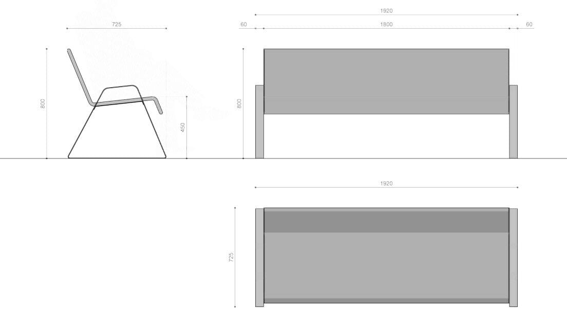 Стальная и деревянная скамья со спинкой Viscio Urban Design STRATO ARCH-00025168 - Вид №3