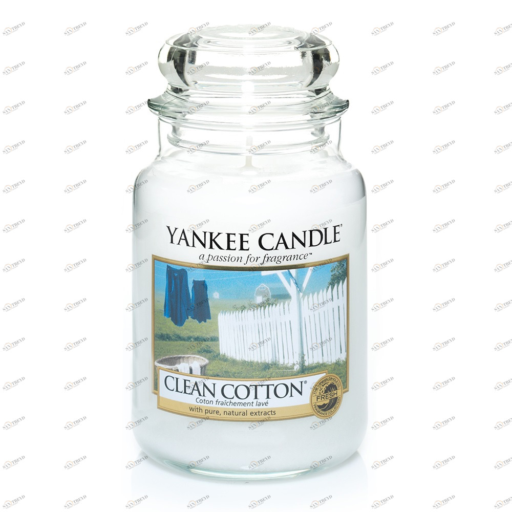 Свеча большая в стеклянной банке "Чистый хлопок" Clean Cotton 623 гр 110-150 часов YANKEE CANDLE  267882 Белый 
