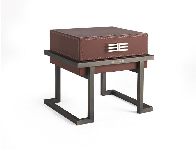 ETRO Home Interiors Прямоугольная тумбочка из металла и кожи Kolkata E.kol.321.a - Вид №1