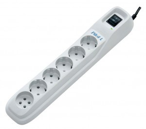 Pilot L-6 Surge protector 1.8m, 6 outlets (5+1), white ZIS