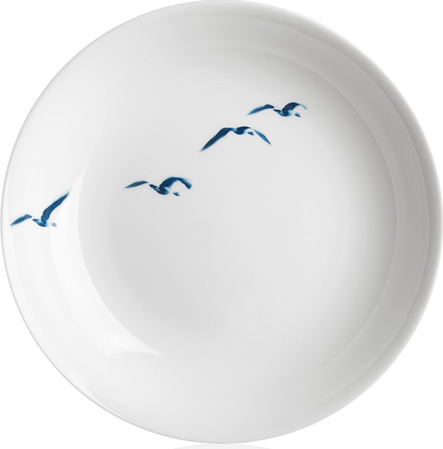 10603385 Dibbern Тарелка суповая Dibbern "Синие птицы" 22,5см Фарфор костяной 