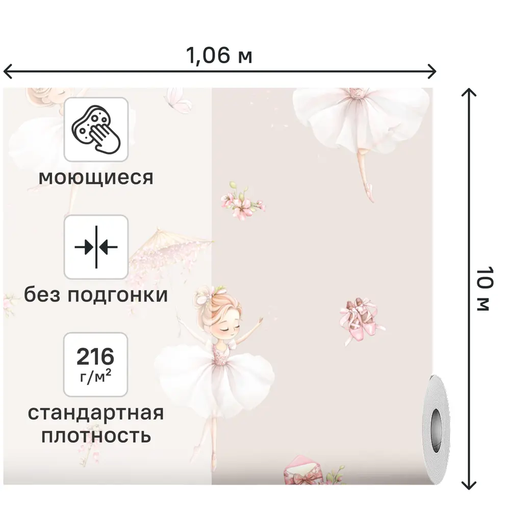 Обои флизелиновые Артекс Балерины бежевые 1.06 м 11498-01 STLM-2141073 - Вид №1