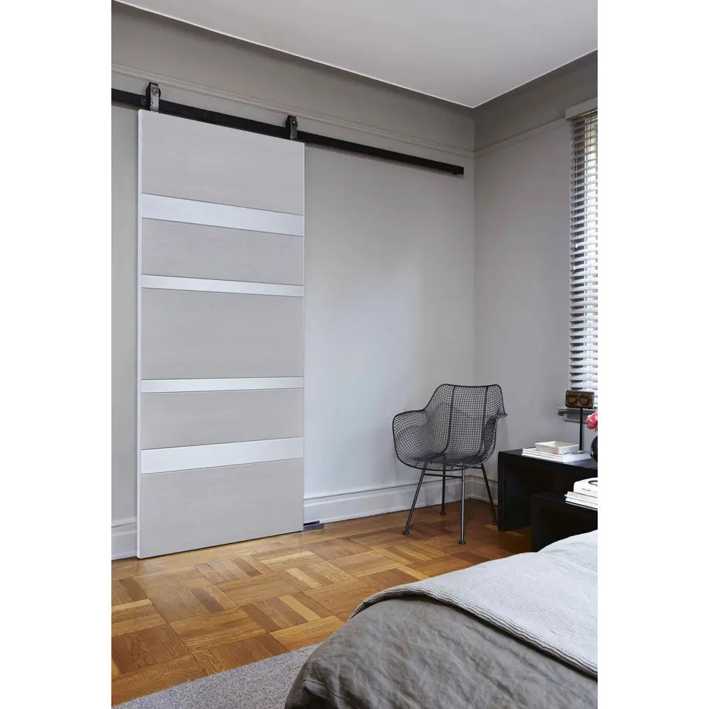 Дверь межкомнатная глухая с замком и петлями в комплекте Бостон 80x200 см ПВХ цвет серый 89340267 STLM-2027645 ПРИНЦИП  - Вид №7