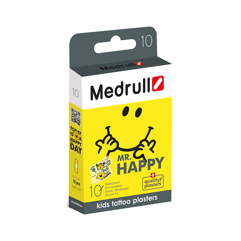 11 Лейкопластырь детский в стрипах "Mr.Happy SMILE" тату Medrull 